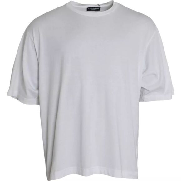 Dolce & Gabbana White Cotton Round Neck Short Sleeve Men's T-shirt